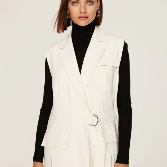 Marina Moscone Rent the Runway Long Wrap Vest sz L (MSRP $490) - Picture 3 of 4